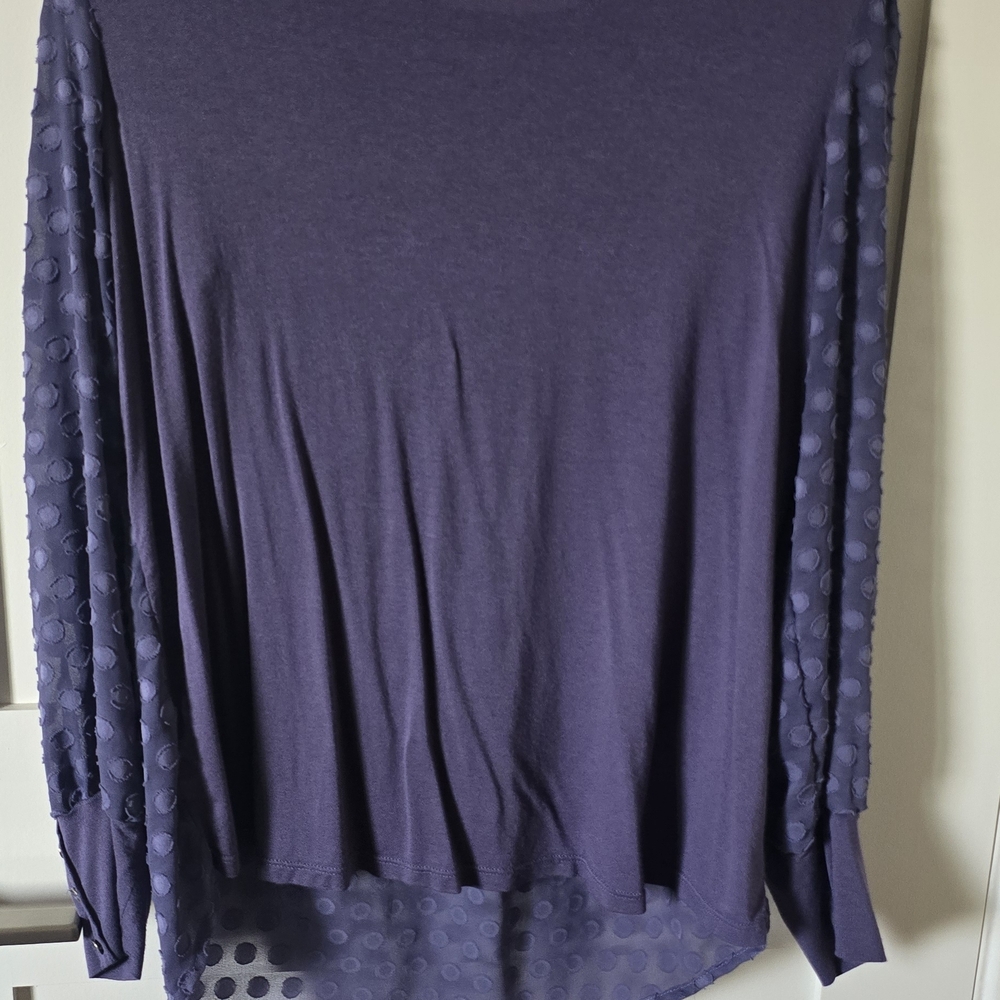 Skies Are Blue Purple Long-Sleeve Dot-Sleeve Top